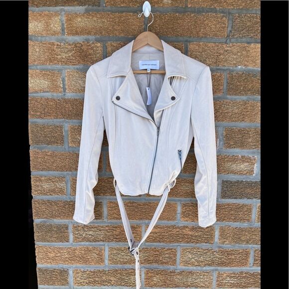 Cupcakes And Cashmere Faux Suede Manele Moto Biker Jacket Size Small - Picture 1 of 12